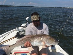 Bull redfish caught on inshore charter in Myrtle Beach